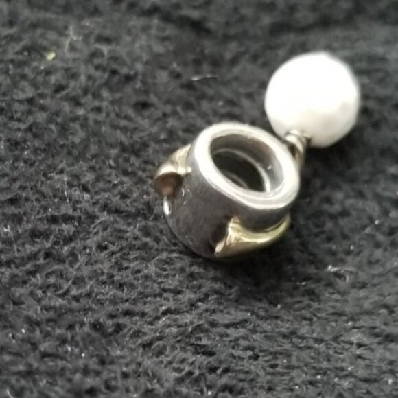 Auth Pandora Retired Sterling Silver w/14K Gold White Agate Golf Ball 790440AGW - Picture 3 of 10